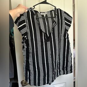 Black and White Striped Women's Top